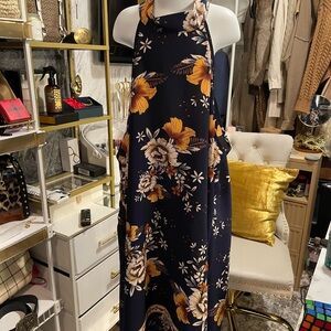 Floral Halter Neck Dress Large 100% Poly.